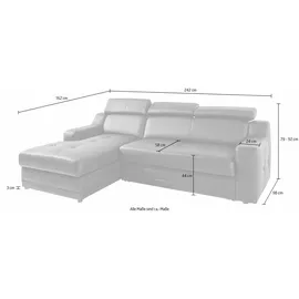 exxpo - sofa fashion "Lotos, bequem und funktionell, Federkern, Breite 242cm, L-Form", schwarz, B:242cm H:92cm T:98cm, NaturLEDER (echtes Rindsleder) in Sitz und Rücken.