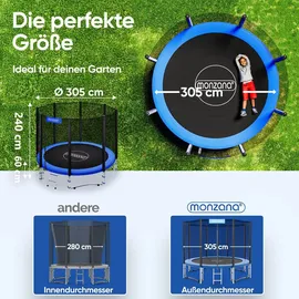 monzana Trampolin 305 cm inkl. Sicherheitsnetz Blau