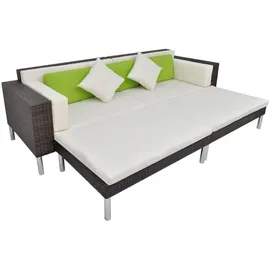 vidaXL Lounge Set 4-tlg. Polyrattan Auflagen cremeweiß braun