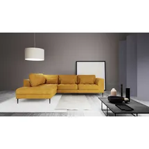 Trendmanufaktur Ecksofa »Luzi, wahlweise mit Schlaffunktion und Bettkasten bestellbar, L-Form«, Designsofa mit Ottomane, Metallfüße schwarz, Breite 264 cm orange