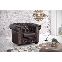 Küchen-Preisbombe Chesterfield Sessel 1 Sitzer in Kunstleder Vintage braun Couch Polstersofa Sofa