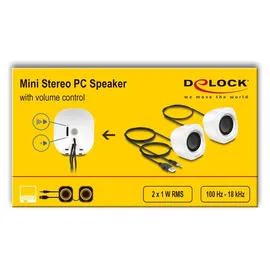 DeLock Mini Stereo PC Lautsprecher mit 3,5 mm Klinkenstecker und USB