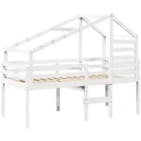 VidaXL Hochbett mit Dach Weiß 90x190 cm Massivholz Kiefer