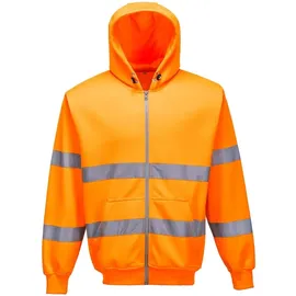 PORTWEST B305 - Warnschutz-Reißverschluss Kapuzen-Sweatshirt, 1 Stück, S, Orange,