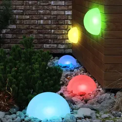 5er Set RGB LED Solar Steck Leuchten Halb Kugel weiß Außen Garten Deko Strahler Farbwechsel