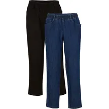 bonprix Straight-Jeans (2er Pack), blau, Gr.44, Komfortable Hose sorgt mit dem Gummibund an der Taille für Bequemlichkeit, dunkelblau denim: 82% Baumwolle