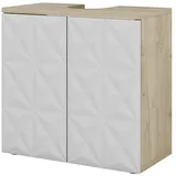 Vicco Waschbeckenunterschrank Edge Weiß modern 60x57 cm Badezimmer, Schrank Badschrank Badkommode Badmöbel 2 Türen
