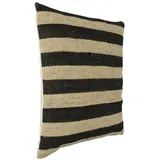 eglo living Kissen Chevery, natürliches Couch Zierkissen, Dekokissen aus Jute und Wolle in Schwarz und Beige gestreift, Kissenbezug gewebt mit Inlett, Sofakissen 50x50 cm