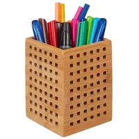 Relaxdays 4 x Stiftköcher Bambus Hellbraun