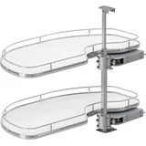 Vauth-sagel Karussell Eckschrank Cornerstone Maxx Set Planero - Schrankauszug Küche - Moderner Organizer Für Den Eckschrank, Kb 1000mm Fb 600mm Links, Stahl/holz Weiß/chrom