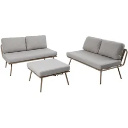 riess-ambiente Outdoor Lounge Sitzgruppe MOBILE MODULAR champagner greige mit Tisch wetterfest