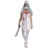 Morph Zombie Krankenschwester Kostüm, Blutige Krankenschwester Verkleidung für Halloween und Partys, XL