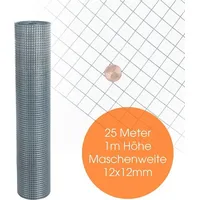 Estexo Volierendraht 4-Eck Maschendraht 1,0 x 25m 12x12 mm Gartenzaun Zaun verzinkt