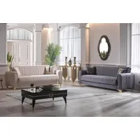 Xlmoebel Polstergarnitur Moderne Holz-Couchgarnitur mit komfortabler Polsterung, (3-tlg., Sofagarnitur 3+3+1 Sitzer), Hergestellt in Europa grau