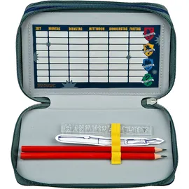 Scooli Federmäppchen SCOOLI "Tripledecker, Harry Potter", Kinder, bunt (harry potter), Polyester, Schreibgeräteetuis Federmäppchen, befüllt, inklusive Geodreieck