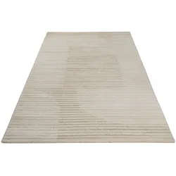 Teppich WECON HOME "Sven", beige (creme,beige), B:200cm H:18mm L:290cm, Kunstfaser, Teppiche, Gewebt, Hoch-Tief, pflegeleicht, Streifen Muster, Scandi, Wohnzimmer