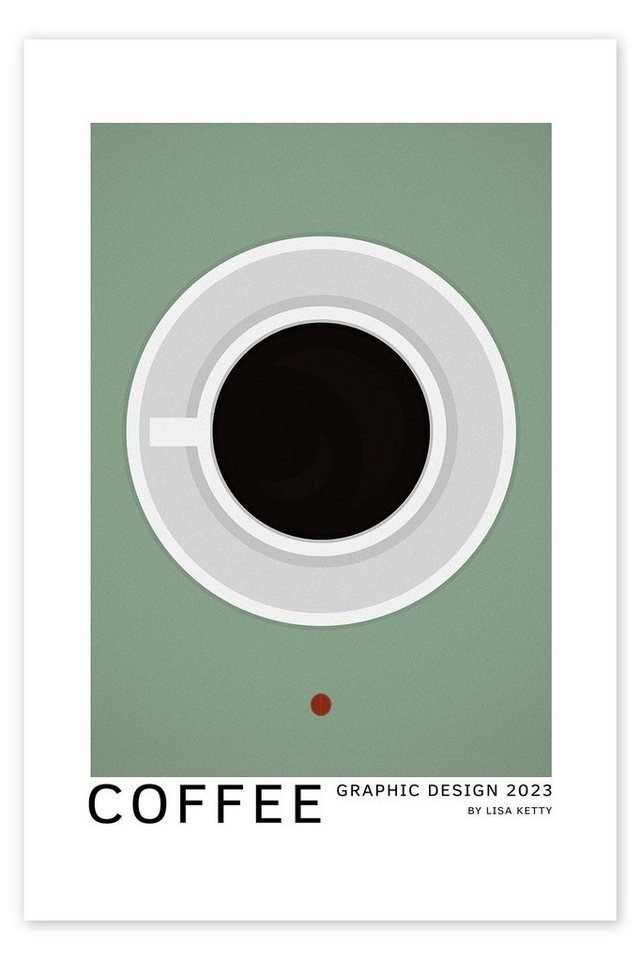 Posterlounge Poster Lisa Ketty, Coffee - Graphic Design, Küche Mid-Century Modern Malerei grün 100 cm x 150 cm