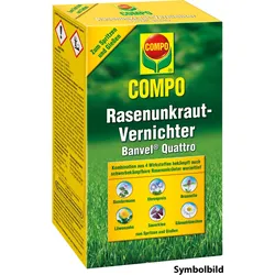 COMPO Rasenunkraut-Vernichter Banvel Quattro, 150 ml, gegen 37 Unkräuter, systemisch, 4 Wirkstoffe, schont Rasen