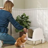 PawHut Katzentoilette Edelstahl 52,4 x 41,3 x 42 cm Weiß