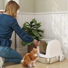 PawHut Katzentoilette Edelstahl 52,4 x 41,3 x 42 cm Weiß