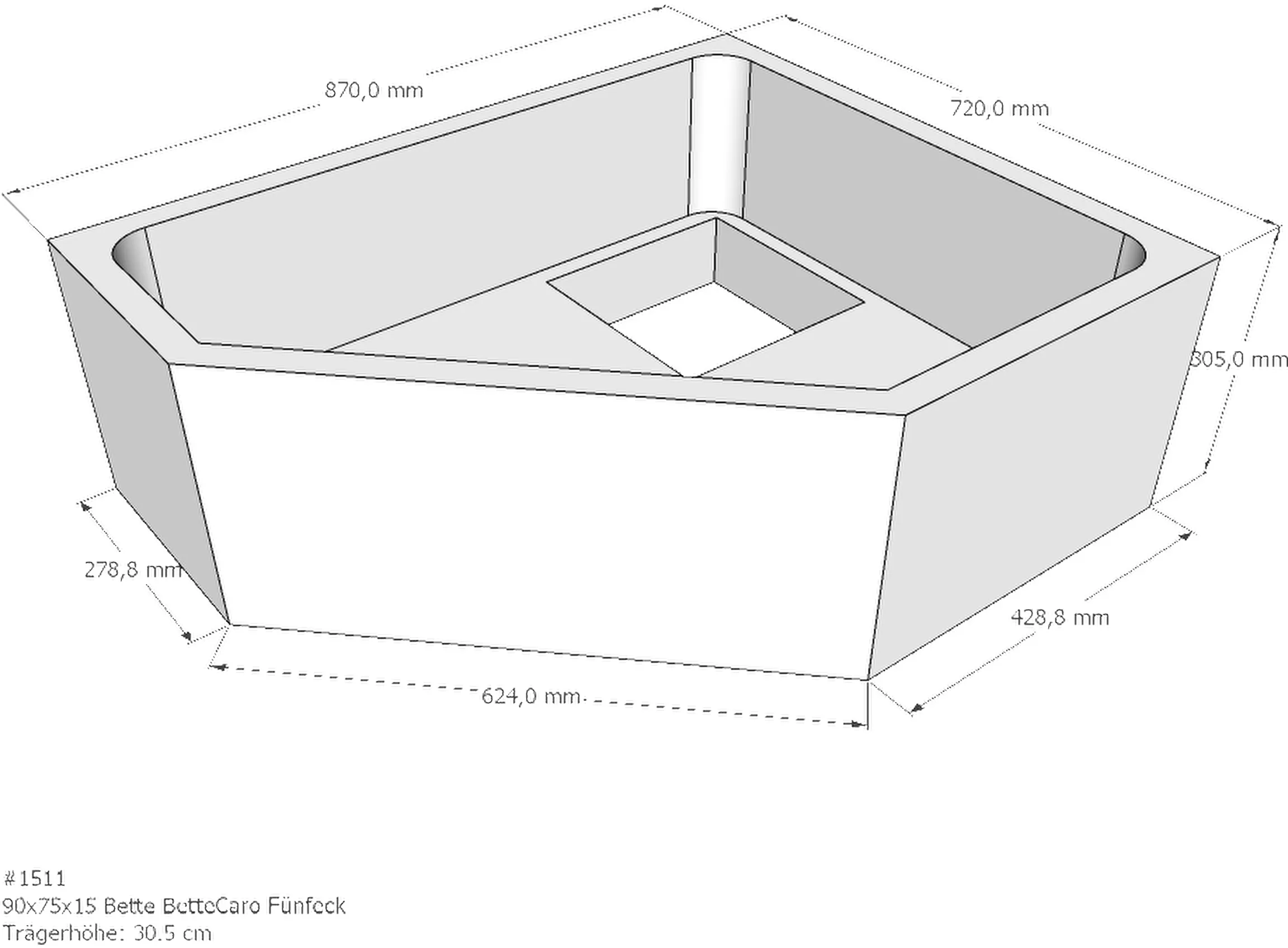 Duschwannenträger Bette BetteUltra (superflach) 130x75x3,5 cm AMK210