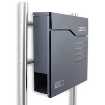 BITUXX Design Standbriefkasten mit Sichtfenster Namensschild Anthrazit Graphit MS-16773 - Grau, Silber