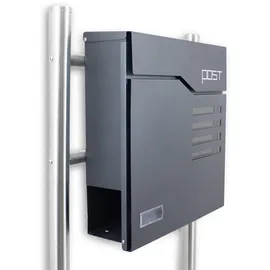 BITUXX Design Standbriefkasten mit Sichtfenster Namensschild Anthrazit Graphit MS-16773 - Grau, Silber