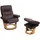 MCA Furniture MCA Relaxsessel MCW-J42, Fernsehsessel TV-Sessel Hocker, Stoff ~ schwarz-braun Wildleder-Imitat, Gestell naturbraun