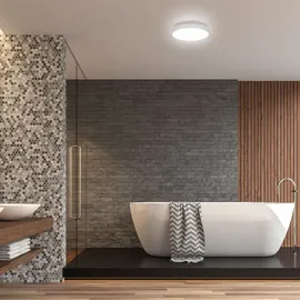 B.K.Licht - 12W, 1200lm, LED Deckenleuchte, Lampe, Badlampe, Badezimmerlampe, Küchenlampe, Feuchtraumleuchte, 29x7 cm, Silberfarbig