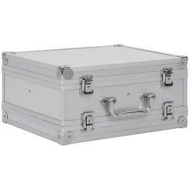 vidaXL Waffenkoffer mit 2 Schlüsseln Gewehrkoffer Pistolenkoffer Jagdkoffer Universalkoffer Alukoffer Aluminium Alu ABS Silbern 31x26x15,2 cm