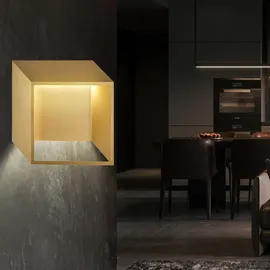 WOFI Wandlampe Innen LED Modern Wohnzimmer Wand LED Lampe Treppenhaus Innen goldfarben, Down Strahler Metall, 5,5w 400lm Warmweiß, Lxbxh 25x9,2x25 cm, Wofi 4416.01.15.8000