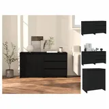 vidaXL 2-tlg. Sideboard Schwarz Holzwerkstoff