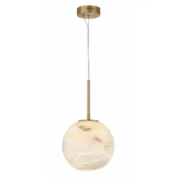 Kepler Alabaster Pendelleuchte Medium gold gebürstet
