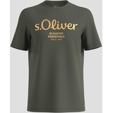 s.Oliver Herren, 2141458 T-Shirt mit Label-Print, Oliv, L