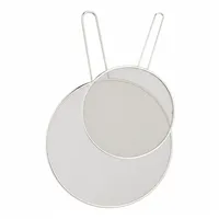 Relaxdays Spritzschutz für Pfannen, 2er Set, rostfreier Edelstahl, mit 25 & 33 cm ∅, Fettspritzschutz mit Griff, silber