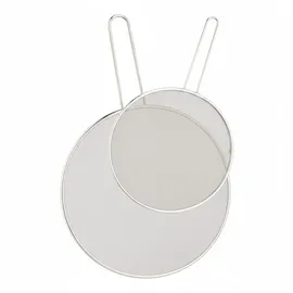 Relaxdays Spritzschutz für Pfannen, 2er Set, rostfreier Edelstahl, mit 25 & 33 cm ∅, Fettspritzschutz mit Griff, Silber