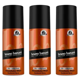 bruno banani DEO ABSOLUTE MAN x 150ml 24h Lasting Scent Deo Spray Deodorant