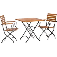 ACAMP Set Lindau 2x Sessel 1x Tisch 80 cm x 80 cm Teak-Schwarz