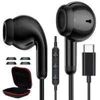 USB C Kopfhörer für Samsung S25 Ultra S24 S23 S22 A54 Typ C In-Ear Kopfhörer mit Kabel HiFi Stereo Ohrhörer mit Mikrofon und Lautstärkeregler für iPhone 17 Pro Max 16 15 Plus iPad für Google Schwarz