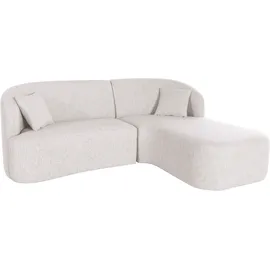 LeGer Home by Lena Gercke Ecksofa "Dilara L-Form", beige (creme), B:200cm H:87cm T:165cm, Struktur fein 100% Polyester);Samtoptik (100% Polyester);Bouclé (100% Polyester), LEGER HOME BY LENA GERCKE, Sofas, Ecksofa, gerundete Rückenlehne und Front, in 3 Bezugsqualitäten