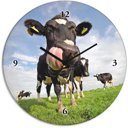 Artland Wanduhr »Holstein-Kuh mit gewaltiger Zunge«, wahlweise mit Quarz- oder Funkuhrwerk, lautlos ohne Tickgeräusche Artland blau