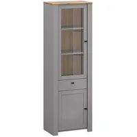 Feldmann-Wohnen Vitrine, Grau, Braun, Holz, 3 Fächer, Rechteckig, 65x200x42