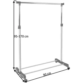 Haku-Möbel Rollgarderobe 90 x 43 x 95-170 grau