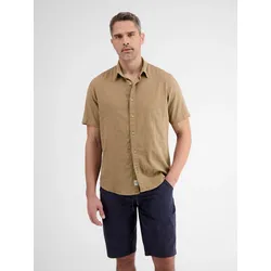 Leichtes Seersucker Halbarmhemd - Desert Sand - S