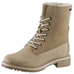 Winterboots TAMARIS, Damen, Gr. 41, beige, Nubukleder, Veloursleder, unifarben, klassisch, Schuhe, Blockabsatz, Winterstiefelette, Outdoorschuh mit Duo Tex-Ausstattung