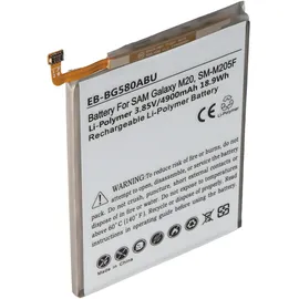 AccuCell Akku passend für Samsung Galaxy M20, SM-M205F, Li-Polymer, 3,85V, 4900mAh, 18,9Wh, built-in, ohne Werkzeug