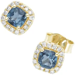 Paar Ohrstecker LUIGI MERANO "mit Edelsteinen & Brillanten, Gold 585", blau, Ohrringe, Damen, SI = kleine Einschlüsse, Gelbgold 585