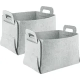 Lvjkes Aufbewahrungskorb, 2 Stück Filzkorb Falten Filz Aufbewahrungsbox Stoffaufbewahrungskörbe, mit 2 Griffen auf Beiden Seiten, Geeignet für die Aufbewahrung zu Hause (30cm x 20cm x 20cm) - Grau