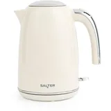 Salter Retro Cream 1,7L Wasserkocher - 2.2 Kw Kannen-Wasserkocher, 360° Sockel, Abnehmbarer Kalkfilter, Kabellos, Wasserstandsanzeige, Trockenkochsensor & Automatische Abschaltung, Cremefarben