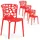 Homestyle4u Armlehnstuhl Kunststoff rot 4er Set